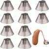 BOHUIZ 10 cupole per apparecchi acustici, colore grigio scuro, a forma di tulipano, punte per apparecchi acustici, adatte per ricevitori standard, per strofinare le orecchie, accessori per ceralacce