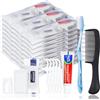 HQSLsund 5 set di kit per l'igiene personale, spazzolini da denti usa e getta con dentifricio, filo interdentale, pettine, sapone e copertura, kit da toeletta per senzatetto in blocco