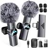 MLZTINGR Microfono Wireless per iPhone/iPad/PC/Android/Camera - Plug and Play, con Display Digitale, Riduzione del Rumore AI, Microfono Lavalier Senza Fili, Ideale per Live, YouTube, Vlog, TikTok (K3ro)