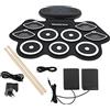Tomantery Batteria Elettronica Pieghevole, Portatile, Spessa, con Pedale Sustain, 2 Altoparlanti, Interfaccia USB MIDI, Funzione di Registrazione per (Plug UE (100-240 V AC))