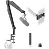 IXTECH Capitan Pro - Braccio microfono con braccio per microfono Blue Yeti Shure Sm7b Hyperx QuadCast Rode At2020 e Fifine, supporto per tablet e cuffie, per gaming, podcasting e streaming