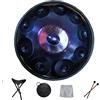 RongJ Handpan armonico Drum Hand Pan 9 10 12 14 Note Strumento a percussione Professionale Handpan in Acciaio con Borsa da Viaggio Decorazione in Corda e Mazze per Meditazione Yoga Zen