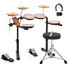 gear4music VISIONDRUM Batteria Elettronica Adulti e Bambini Principianti con 7 pad in Mesh - Batteria Compatta a Rete Silenziosi con Sgabello e Cuffie - Arancione
