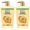 Garnier Reali tesori shampoo riparante miele tesori; formato XXL 1 l, rafforza e nutre i capelli danneggiati e fragili, 1000 ml (Confezione da 2)