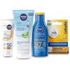 NIVEA SUN Cofanetto con Crema Solare Protect & Hydrate SPF 50+ 100 ml, Crema solare viso 50+ Luminous630 40 ml, Siero Doposole 100 ml e Labello Sun Burrocacao 4.8 g - Kit Esclusiva Amazon