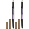Maybelline New York Matita-Ombretto Express Brow 2-in-1, Per sopracciglia piene e naturali, Dark Blond (01) (Confezione da 2)