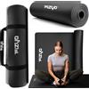 FIZYO Tappetino per yoga e pilates Fityo Plus, tappetino da ginnastica antiscivolo in NBR per fitness 190x60x1,5 cm - spessore 15 mm - nero