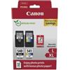 Canon Confezione cartucce d'inchiostro + carta fotografica, CANON PG-540L nero, CL-541XL colore, alta resa, 2 cartucce, 11 ml nero, 15 ml colore