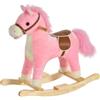 HOMCOM Cavallo a Dondolo per Bambini, Cavallino a Dondolo Bambini 36-72 Mesi, Cavalluccio Giocattolo con Suoni Realistici e 2 Batterie AA, Rosa