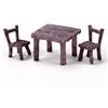 Qiantull Micro paesaggio giardino ornamenti mobili 3 pezzi/set marrone mini tavolo e sedia 1/12 accessori casa delle bambole Fairy Garden Mini sedia decorativa da tavolo fata giardino mini simulazione
