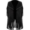 Monduelle Cowboy Cowgirl Gilet Con Frange per Bambini e Bambine Scamosciata Giacca Senza da Western Costume Maniche Hippie Halloween Outfit Nero 15-16 anni