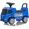 Jamara 460475 - Push-Car Mercedes-Benz Antos Polizia - Protezione Antiribaltamento, Luci LED, Spazio sotto il Sedile, Sirena, Clacson
