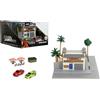 Jada Fast & Furious Toretto's Market & Cafe Nanoscene & 2 auto pressofuse da 4,2 cm, giocattoli per bambini e adulti