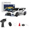 TechSpieler 1/43 RC Drift Car, 2.4G 4WD Full Proporional Alloy RC Racing Car with LED Lights and Gyro, High Speed Remote Control Vehicle Gift for Teens and Adults (RTR/Bianco/D43-02Q1)