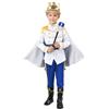 Generisch Cosplay bambino bambino ragazzo principe affascinante abbigliamento bambina medievale festa regale abbigliamento con top pantaloni bianco mantello cintura nero copriscarpe corona e scettro 7