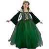 Dranng Costume Fata Elfo Bambina,4 Pezzi Costume Da Fata Con Orecchie Da Elfo,ghirlanda, Costume Carnevale Fata Elfo, Set Di Abiti In Tulle Verde Per Travestimento Di Carnevale Per Bambini Halloween