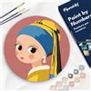 Figured'Art Dipingere con i Numeri su Disco di Legno da 30 cm - Paint by Numbers, Ragazza con l'orecchino di perla, Passatempo per Adulti, Kit Completo, Hobby Creativi - Quadri fai da te