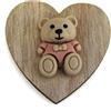 DLM Bomboniere DLM-A335 Bomboniere 12 Calamite Magnete Cuore in Legno Orso Orsetto Femmina Confettata Segnaposto Battesimo Bambina Nascita Bimba Compleanno Femminuccia cm 5x5