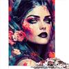 AITEXI Puzzle Goth Flower Girl Puzzle da 1000 pezzi per adulti Puzzle in legno per adulti e bambini dai 12 anni in su Regali segreti di Babbo Natale 1000 pezzi （50x75 cm）