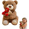 Generic Simpatico orsacchiotto di peluche con rosa rossa, morbido regalo per fidanzata o amici, include un affascinante bouquet di fiori, romantico animale di peluche per San Valentino o occasioni speciali