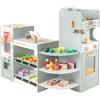 RELAX4LIFE Set di Giocattoli per il Supermercato in Legno, Supermercato per Bambini con Bancone Cassa, Distributore Automatico, Macchina da Caffè, Forno e Accessori Alimentari, per Bambini 3+ Anni