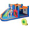 Outsunny Castello Gonfiabile per Bambini 3-8 Anni con Scivolo, Trampolino e Piscina, Gonfiatore Incluso, 380x340x170cm