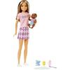 Barbie Skipper Muñeca niñera Morena con mechas, con bebé y Accesorios para su Cuidado, Juguete +3 años (Mattel HJY32)