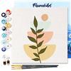 Figured'Art Mini Dipingere con i Numeri 20x20cm con Telaio - Paint by Numbers Felce 2, Passatempo per Adulti, Kit Completo, Hobby Creativi - Quadri fai da te Tela Già Incorniciata