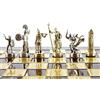 Manopoulos Greek Mythology Chess Set - Brass&Nickel - Brown Chess Board