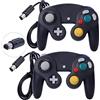 ONE250 Confezione da 2 controller classici per joypad con cavo, compatibile con Wii NGC Gamecube Game Cube (nero e nero)