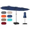 RELAX4LIFE Ombrellone Doppio da Giardino con Base, Ombrellone da Balcone con Apertura a Manovella, Tetti Ventilati, Parasole da Esterno per Patio, Cortile, Ristorante o Bar (Navy, 393 x 198 cm)