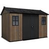 Keter Casetta da Giardino Apex 7511/1175 Walnut, Effetto Legno Noce Naturale, Porte e Finestre Orientabili, 5,2 m², 230x350x246H cm