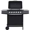 vidaXL Barbecue Griglia a Gas con 6 Fornelli Acciaio Nero Cucina per Esterni