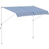Outsunny Tenda da Sole per Esterno 3x1.5 m con Braccio Avvolgibile, Inclinazione Regolabile 0-90°, Tenda Parasole da Esterno a Manovella in Alluminio, per Giardino, Balcone e Terrazza, Bianco e Blu