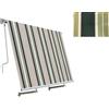 Generico Tenda da sole 250 cm x 250 cm verde e beige a caduta avvolgibile con braccetti per esterno