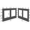 QUICK STAR 2 pannelli laterali in poliestere con finestra, 300 x 195 cm, per gazebo 3 x 3 m, parete laterale antracite RAL 7012, impermeabile