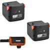 STOCKER - Kit 2 Batterie Fast Charge 21V 4Ah, Ricarica 70 Min, Compatibili Attrezzi Linea Power 21V, Sistema Fast-Click in con LED Stato Carica