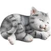 FewNvWa Statua di Gatto, Scultura Decorativa, Ornamento Animale, Figura in Resina, Artigianato Creativo, Adatta per Decorare Scrivania, Tavolo, Inter, Grigio