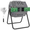 Outsunny Compostiera da Giardino Girevole a 2 Sezioni con 8 Prese d'Aria, Compostiera Domestica in Acciaio e PP, 160 L, per Compostaggio Rifiuti Organici, 71x65x96 cm, Grigio
