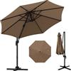 RELAX4LIFE Ombrellone da Giardino 3×3M, Ombrellone da Esterno con Rotazione a 360°, Base a Croce, Angolo Regolabile, Parasole per Giardino/Balcone/Terrazzo (Marrone)