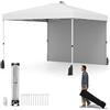 COSTWAY Gazebo Pieghevole 3 x 3 m, Gazebo da Esterno con Borsa con Ruote, Picchetti, Ancoraggi, Corde del Vento, Sacchi di Sabbia e Copertura Ventilata, Tendone Impermeabile per Feste (Bianco)
