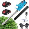 WZTO Tagliasiepi a batteria, 21 V, elettrico da giardino, batteria con 2 batterie e caricabatterie, lunghezza di taglio 50 cm, distanza tra i denti 17 mm, lama doppia azione, con display LED, custodia