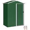Outsunny Casetta da Giardino 1.1m² in Acciaio Zincato, Capanno da Giardino con Porta Singola Scorrevole Bloccabile, Tetto Inclinato, Guanti, Capanno Porta Attrezzi, 136x87x179 cm, Verde