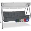 Beautissu Cuscini per dondoli e altalene da giardino Flair HS - 180x50x8 cm - 2 braccioli e un soffice cuscino grande - grigio