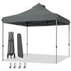 COSTWAY Gazebo Pieghevole da Giardino 3 x 3 m, Gazebo da Esterno con Design Pop Up, Borsa a Ruote, 3 Altezza Regolabile, Ideale per Feste, Giardino e Spiaggia(Grigio)
