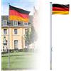 UISEBRT - Asta per bandiere in alluminio, 6,5 m, con bandiera della Germania, 150 x 80 cm, manicotto da 50 cm