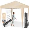 KESSER® Gazebo Pieghevole 3x3m | Pop-Up Regolabile in Altezza Stabile Impermeabile Resistente all'Inverno | Protezione UV 50+ Inclusa Borsa con Ruote & Ancoraggio al Suolo - Beige