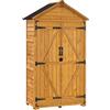MCombo M MCombo - Armadio da giardino, per gli attrezzi, con tetto a capanna in legno, impermeabile 1000D, grigio/naturale, 48 x 90 x 178 cm (naturale)