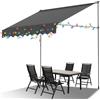 ISOISL Tenda da sole a morsetto, larghezza 300 cm, con illuminazione a LED, tenda senza foratura, con manovella, resistente ai raggi UV, protezione solare e impermeabile, tenda da sole per balcone
