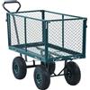 vidaXL Carrello Manuale da Giardino Ruote in Gomma PU Resistente Robusto Carretto Cariola 350 kg Verde Struttura in Acciaio e Legno Pino